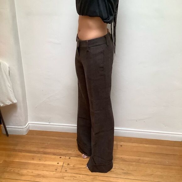 WOMENS TROUSER BROWN TWEED FULL LEG CUFFED HEM 28 EXCELLENT FIT POCKETS LINED - Picture 4 of 11